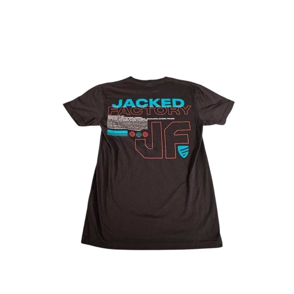 Jacked Factory Black Graphic T-Shirt S Gym Fitness JF Logo Next Level